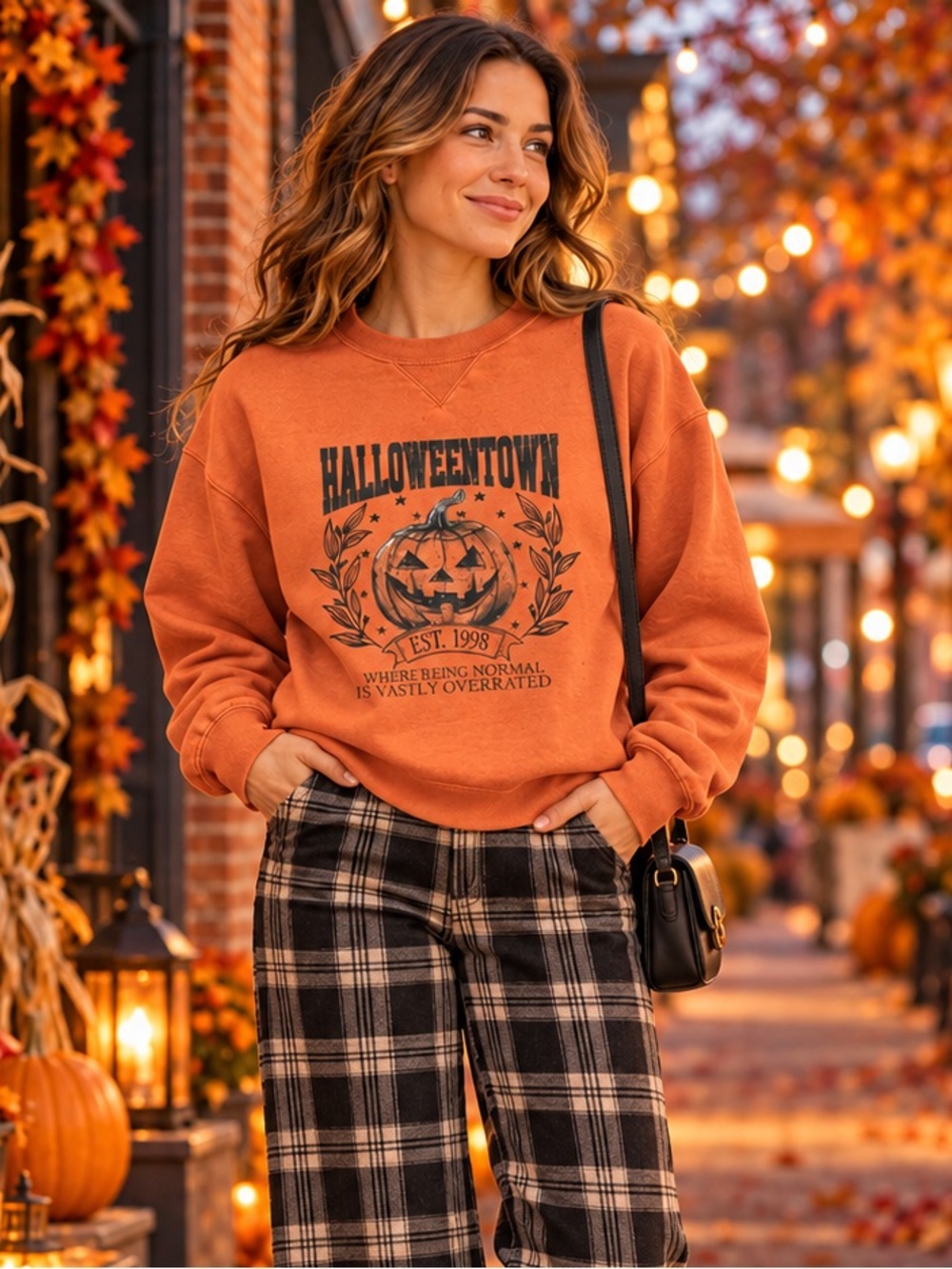 GAP Retro Vintage Orange Repurposed Halloweentown Sweatshirt Oversized